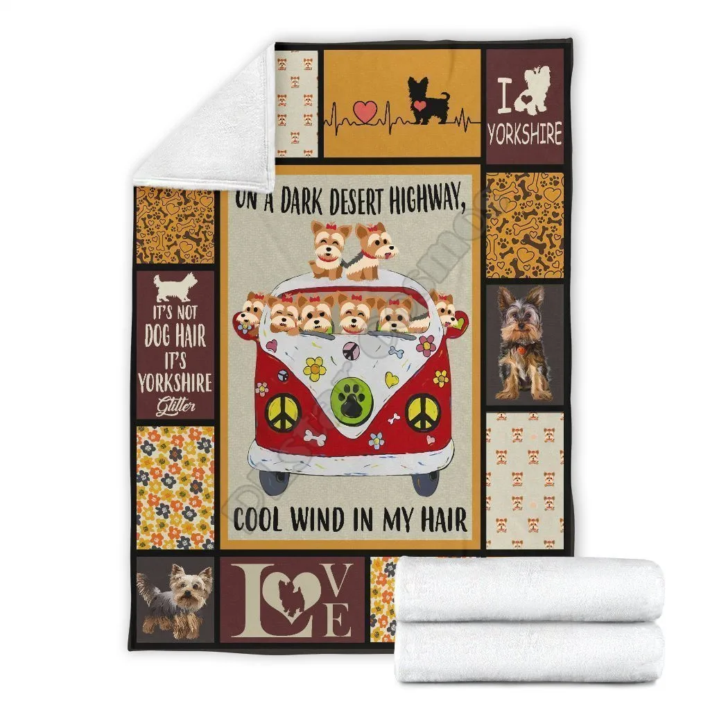 

Yorkshire dog fleece blanket on the dark desert highway 3D Printed Blanket Adults/kids Sherpa Blanket