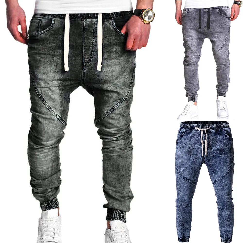 2019 мужские джинсы модные индивидуальные повседневные Ретро стиль стрейчевые на