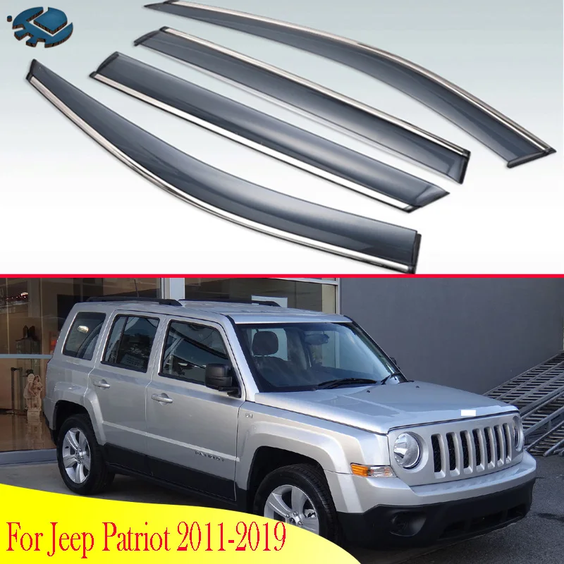 For Jeep Patriot 2011-2019 Car Accessories Plastic Exterior Visor Vent Shades Window Sun Rain Guard Deflector 4pcs |
