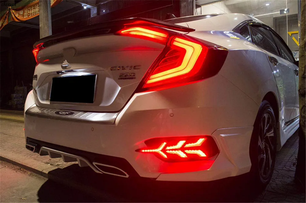 2 шт. для Honda Civic 10th 2016 2017 2018 светодиодный Габаритные огни DRL задний бампер Огни