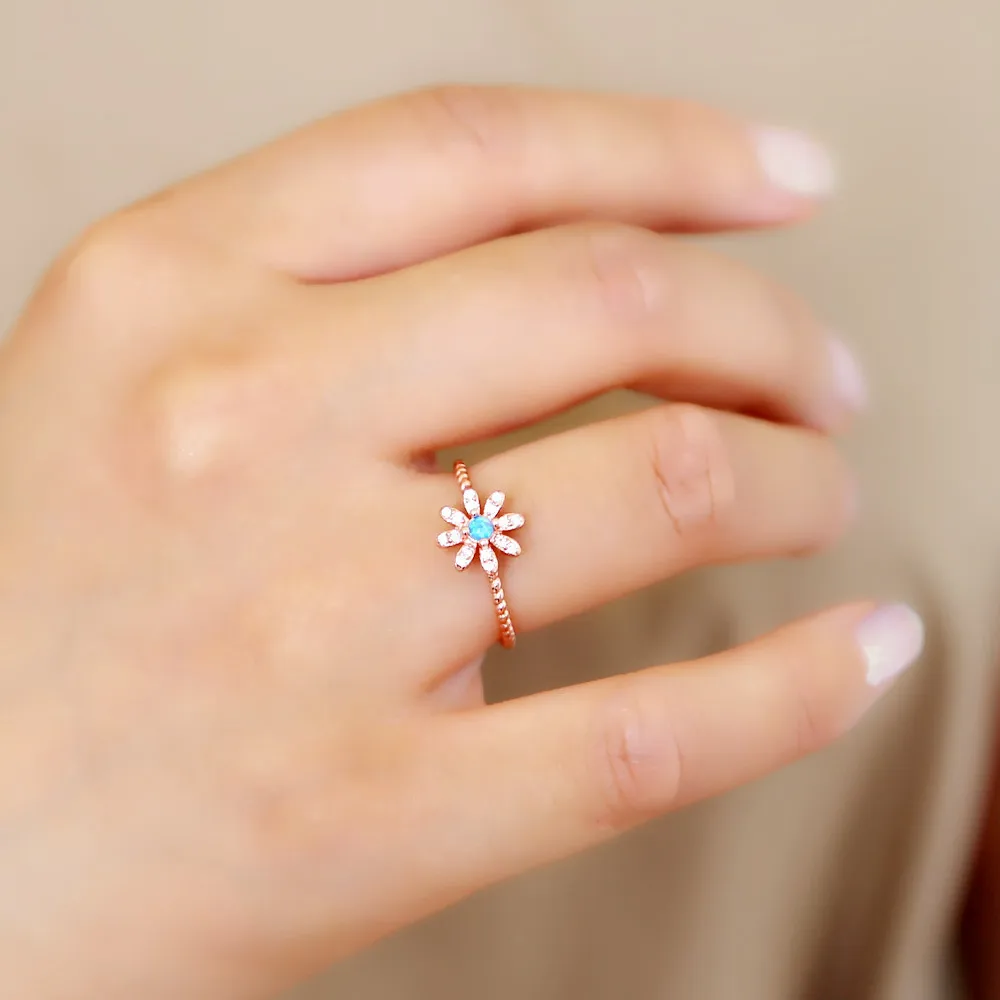 Hot rose gold color daisy delicate flower ring size 6 7 8 cute lovely flowers beautiful girl women gorgeous elegance thin rings | Украшения