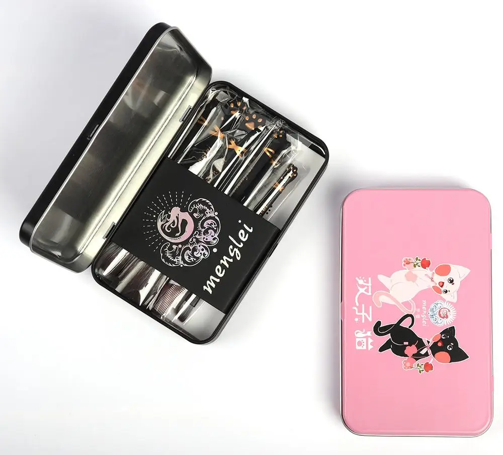 7 Pcs Cat Paw Makeup Brushes Set with Cute Storage Box Foundation Blending Power Rainbow Eyeshadow Maquiagem images - 2