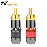 10pair20pcs wire connector rca male plug adapter videoaudio connector support 8mm cable blackred