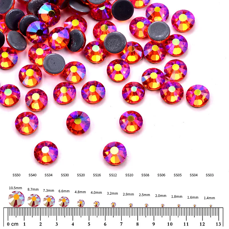 Стразы для горячей фиксации AB DMC высокого качества цвета кристалл SS10 плоская