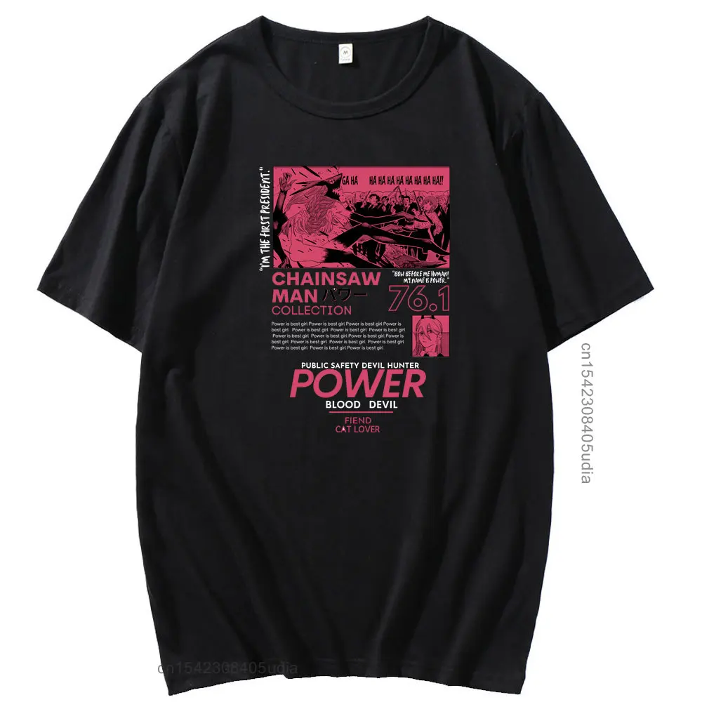 Makima Red Chainsaw Man T-Shirt Men Harajuku Men Tshirts Denji Pochita Manga Devil Summer Oversized Tee Shirt for Men Men Top