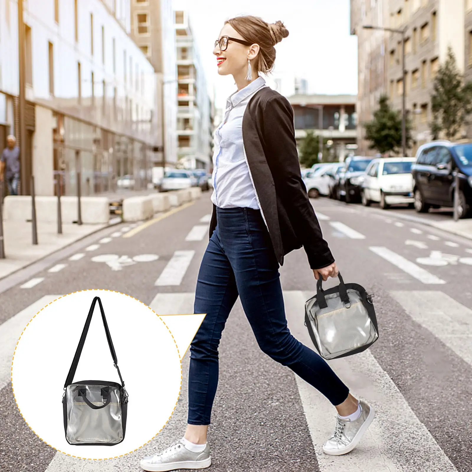 

1pc Transparent Shoulder Bag Fashion Cross Body Bag Messenger Bag Storage Bag