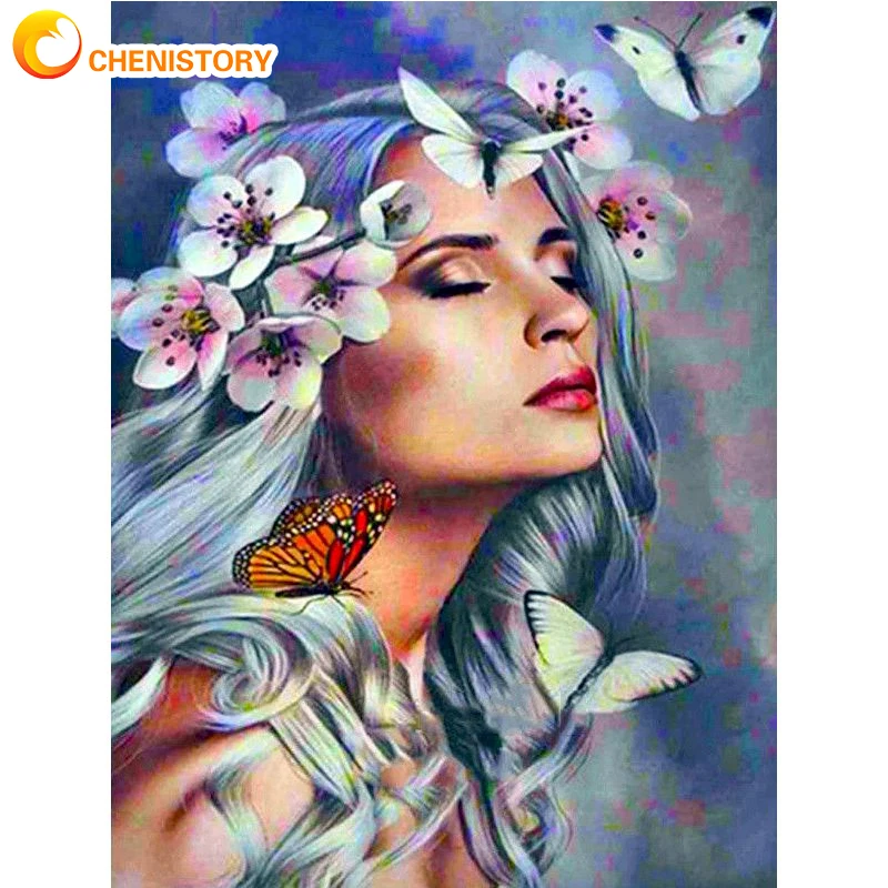 

CHENISTORY Girl DIY Painting By Numbers On Canvas With Frame Acrylic Paint Picture Landscape For Home Decor HandPaint Gift
