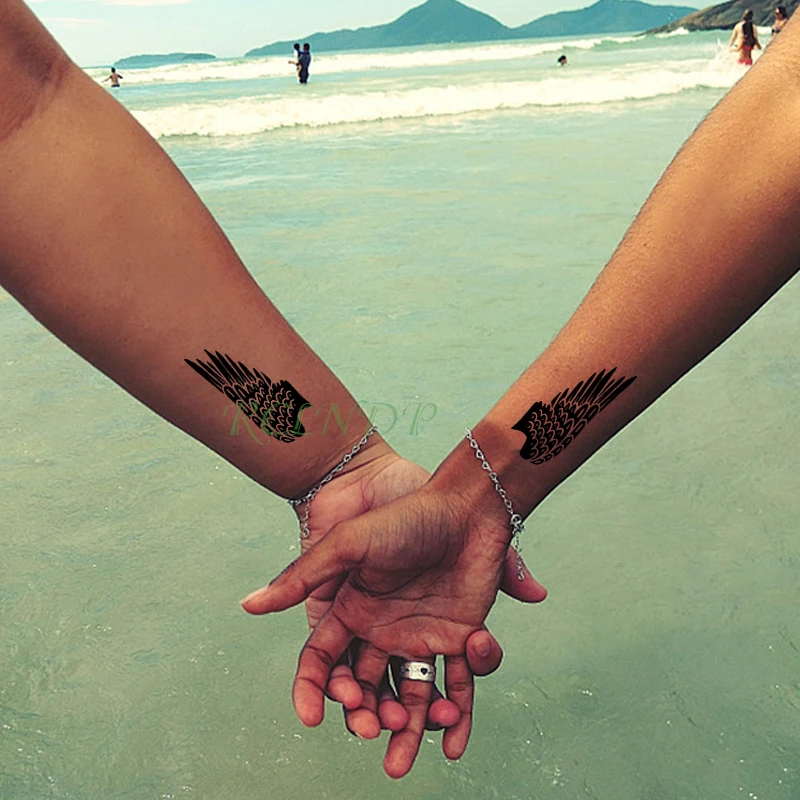 Водонепроницаемая Временная тату наклейка с крыльями ангела маленькие размеры