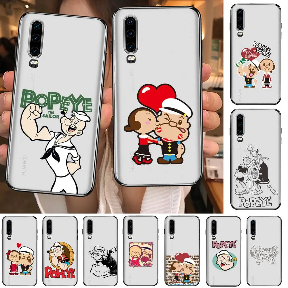 

LVTLV Fashion Classic American Anime Popeye the Sailor Anime Transparent Clear Phone Case For Huawei Honor 20 10 9 8A 7 5T X Pr