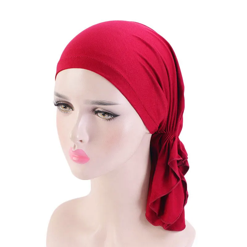 

Plain Hijabs Bonnet Hat Islam muslim head scarf Head Cover Turban Hat Cap Soild Elastic hijab scarf Bandanas Headwrap Headdress