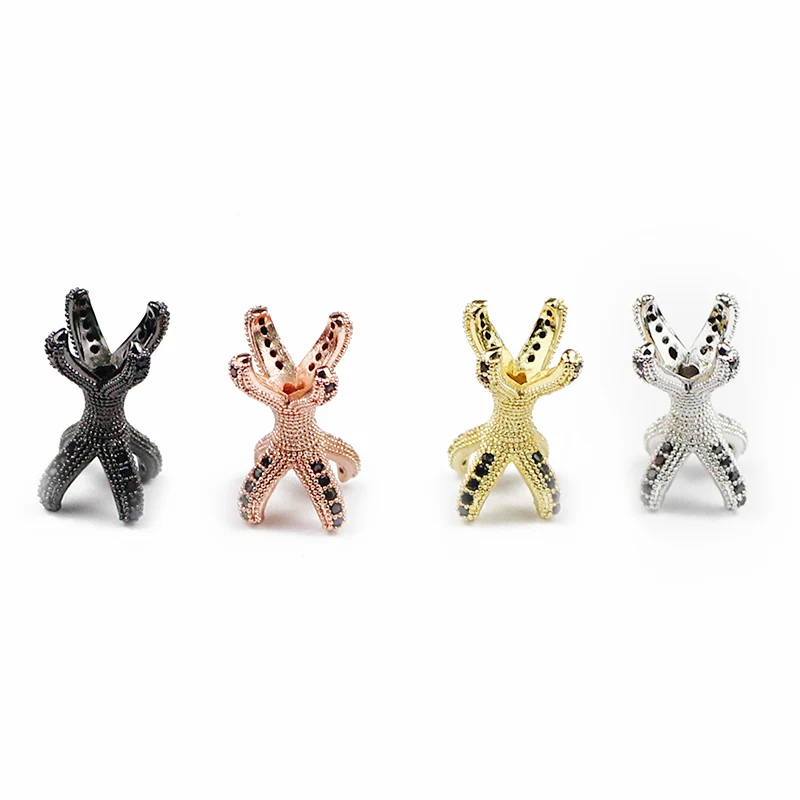 

UPGFNK Black zircon Double Claws Pendant Copper Spacer beads Pave CZ Charms Metal Loose beads Jewelry making bracelets DIY