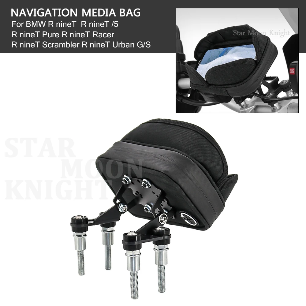 

For BMW R nineT Pure Racer Scrambler Urban G/S Handlebar Phone Stand Holder Mobile GPS Waterproof Media Bag Navigation Bracket