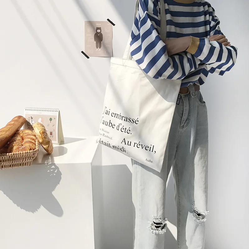 Youda Fashion Style Tote Original Design Shoulder Bags Large Capacity Shopping Canvas Bag Letter Printing Student Simple Handbag | Багаж и
