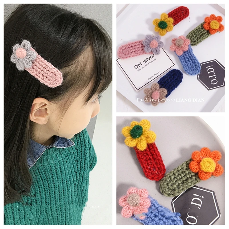 Зимняя вязаная заколка для волос M MISM девочек безопасная защита BB заколки