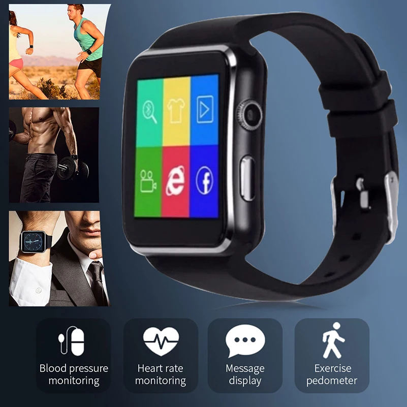 

Smart Watch Bluetooth X6 Support SIM TF Card Men Pedometer Watch for Women Alarm Clock Smart Bracelet Message Reminder