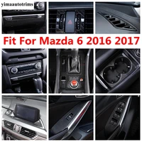 car interior dashboard ac air window lift gear shift cd cup panel cover trim for mazda 6 2016 2017 abs carbon fiber accessories