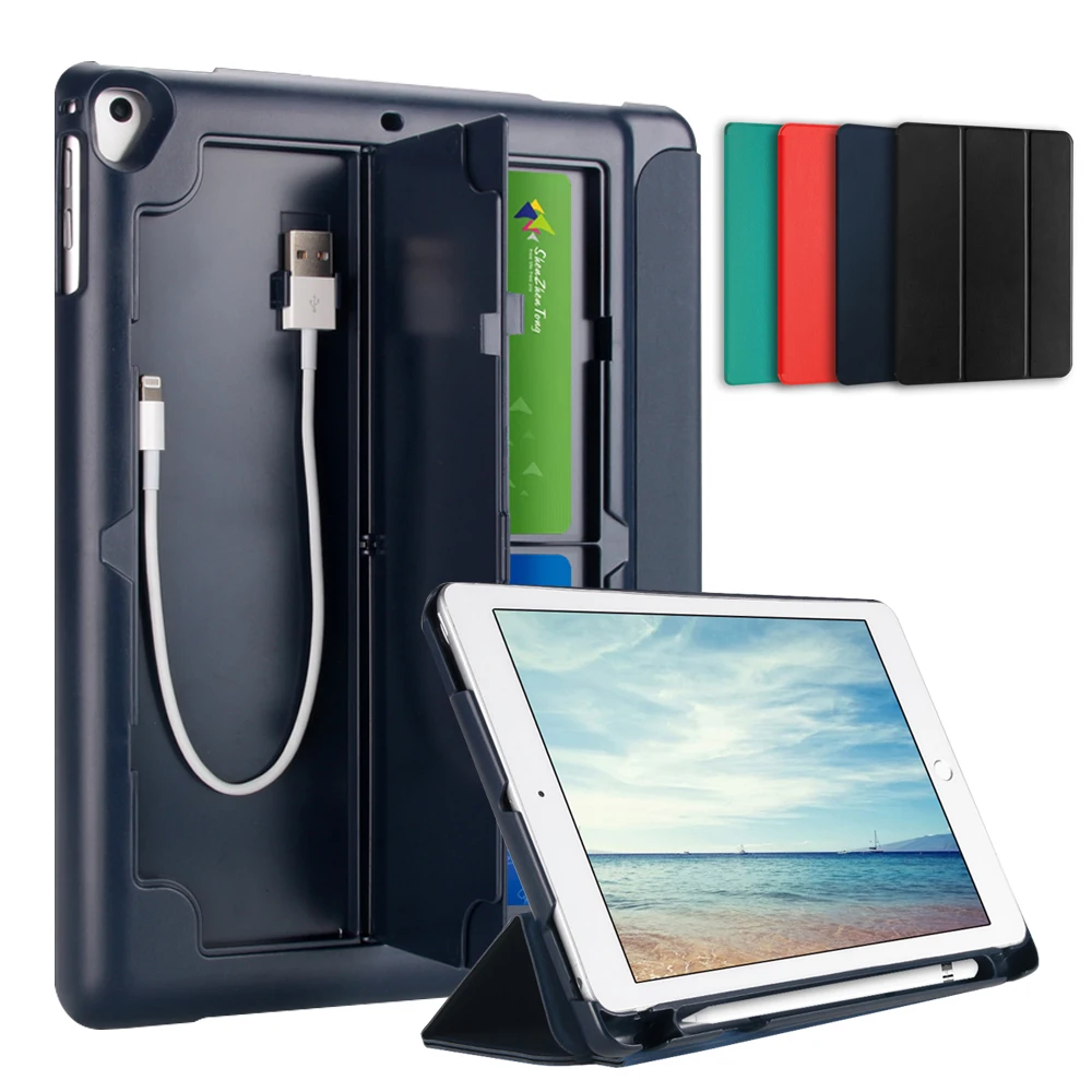 

Чехол-подставка для нового iPad 9,7 дюйма 2017 2018 A1893 A1954 с держателем для карандашей, SXEGYCH чехол-подставка из искусственной кожи с автоматическим ...