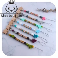 kissteether personalized name handmade pacifier clips holder chain silicone pacifier chains star baby teether teething chain
