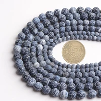 6810mm weathered agate natural stone beads round ming blue loose beads for diy making bracelet necklace jewelry