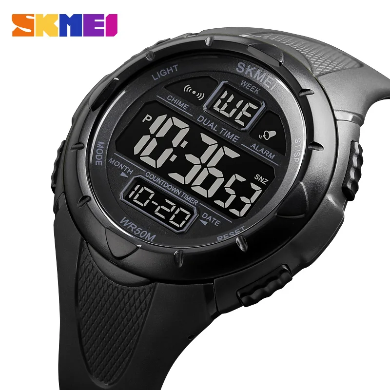 

SKMEI 2 Time Count Down Watch For Men Fashion Sport Digital Mens Wristwatches LED Light Chrono Male Alarm Hour reloj hombre 1656