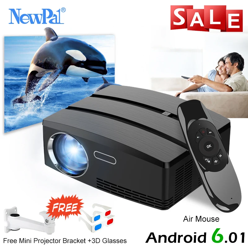 Newpal 1800 люмен 4K проектор Android 6 0 светодиодный WiFi видео Proyector GP80 UP Портативные