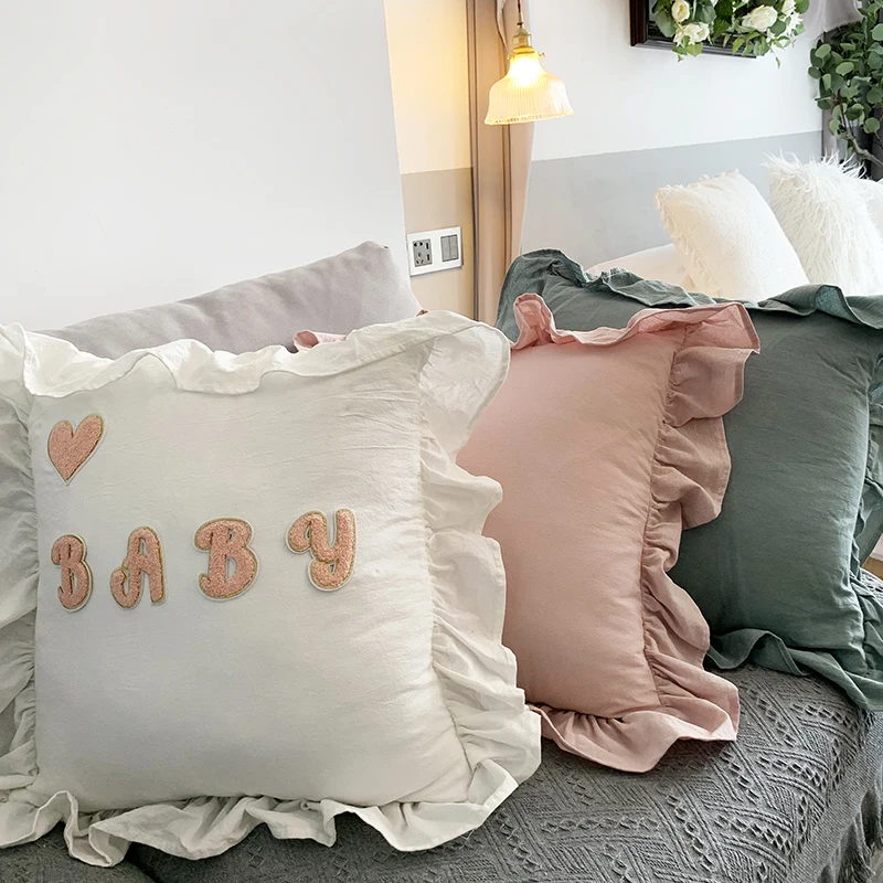 

Наволочка с листьями лотоса, простая однотонная Подушка с подушкой в стиле принцессы