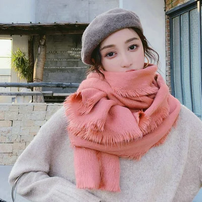 

Warm Soft and Comfortable Multi Color Wool Whisker Imitation Cashmere Single Color Scarf Shawl Fashion Scarf Scarf Women Winter