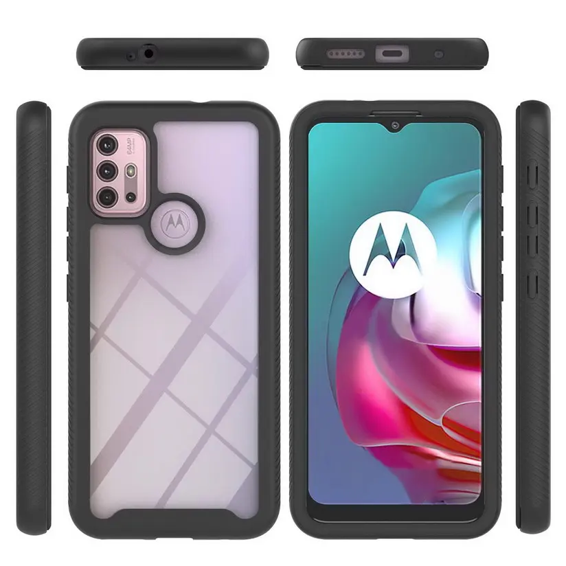 double protection case for moto g30 g10 g100 mate s g play power 2021 one 5g ace g9 e7 power case hybrid hard phone cover fundas free global shipping