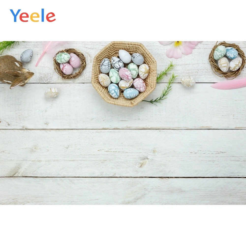 Фотофон Yeele с пасхальными яйцами кроликом деревянными досками для детской