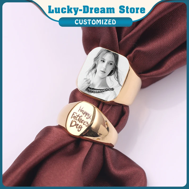 Индивидуальные мужские и женские кольца глянцевый принт с именем изображения