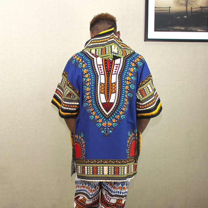 Винтажный Свободный Топ из 100% хлопка для мужчин рубашка Dashiki с принтом в