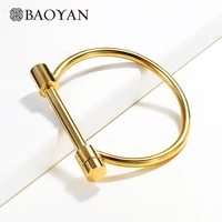 baoyan golden screw bangles adjustable titanium gold nail bangles female women ladies stainless steel bangle bracelets for women