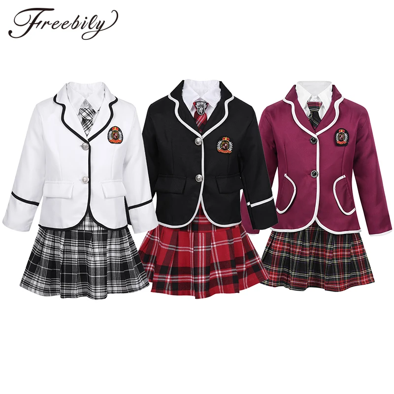 Disfraz de Anime japonés para niños y adolescentes, traje de estudiantes, uniforme escolar de estilo británico, abrigo con camisa, conjunto de minifalda
