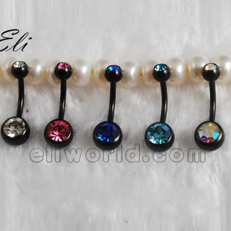 Кольцо для пирсинга пупка женское Ювелирное Украшение с черным покрытием