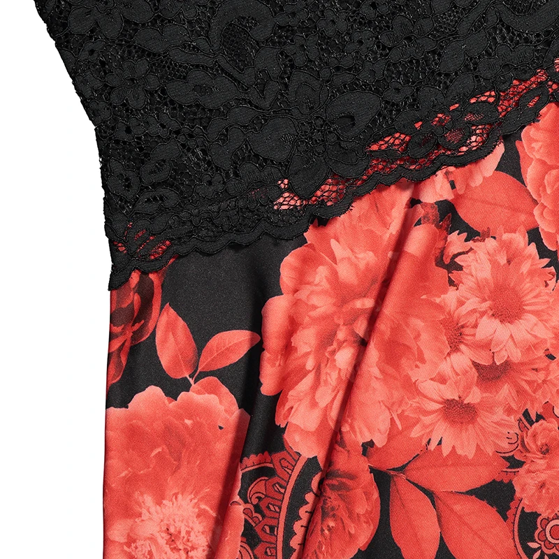 Женское винтажное платье с цветочным принтом черное кружевное приталенное
