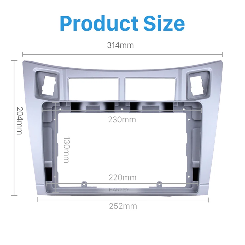 Автомобильная магнитола Harfey серебристая рама 9 дюймов для Toyota Yaris/Vitz/Platz 2005 2011