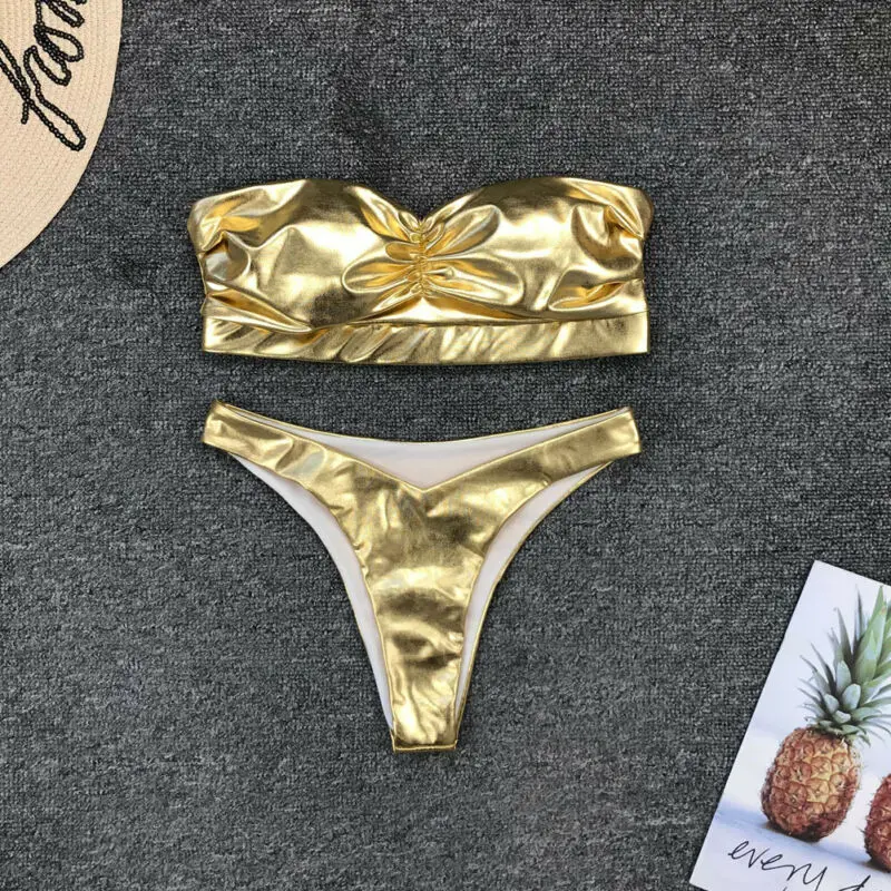 

Women Bikini Set 2020 Newest Summer Wrap Chest Push-up Padded Bra Swimsuit Swimwear Bathing Suit 2Pcs Set Women's Swimming Suit