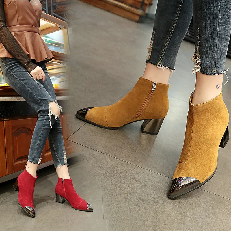 Классические модные новые женские ботильоны Короткие Винтажные ботинки