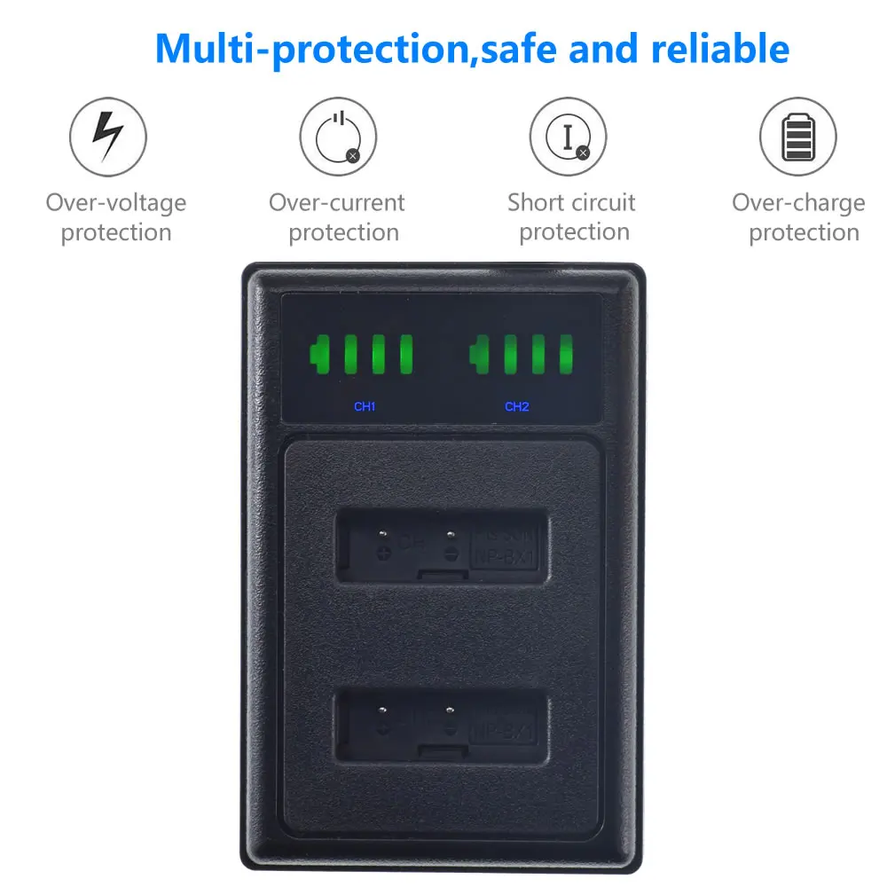 4x NP-BX1 Батарея + светодиодный интеллигентая (ый) Зарядное устройство для Sony Cybershot