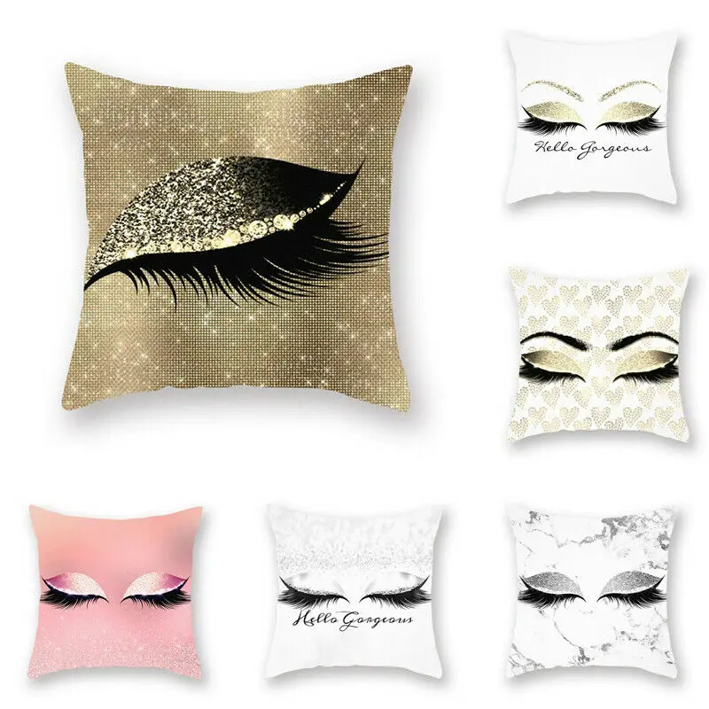 Уникальная квадратная наволочка для диванной подушки с ресничками 45x45 см