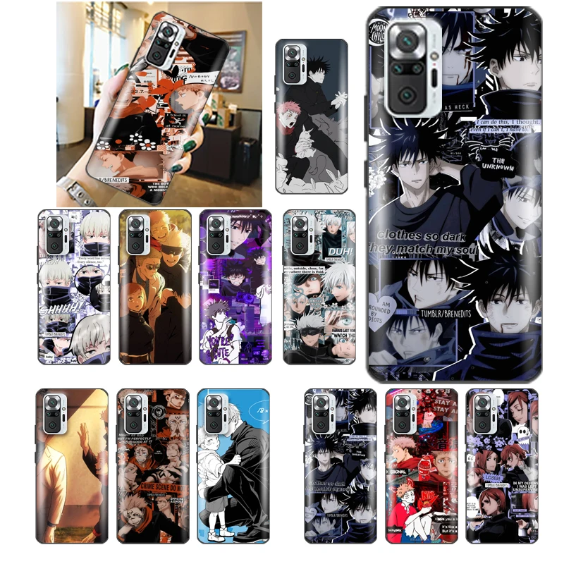 

Serial Anime Jujutsu Kaisen Phone Case For Redmi Note 10 10X 10T Pro 4G 5G Lifeproof Anime Waterproof Cheap Black TPU Aesthetic