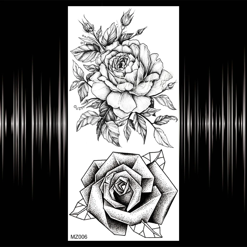 Сексуальные Временные татуировки для женщин реалистичные в виде Розы наклейки