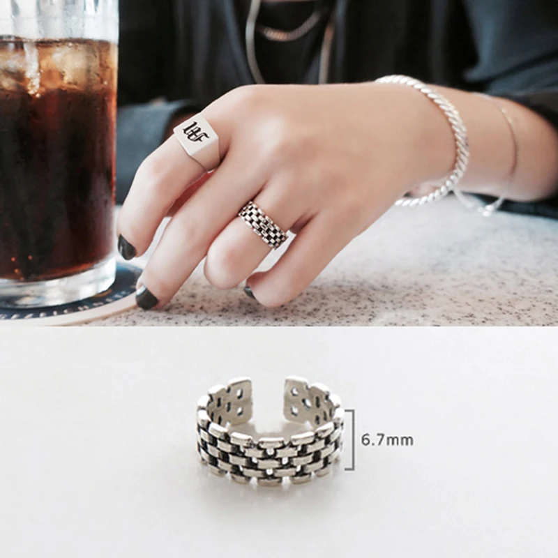 Настоящее 100% 925 пробы серебряные кольца для женщин винтажная стена кирпичная