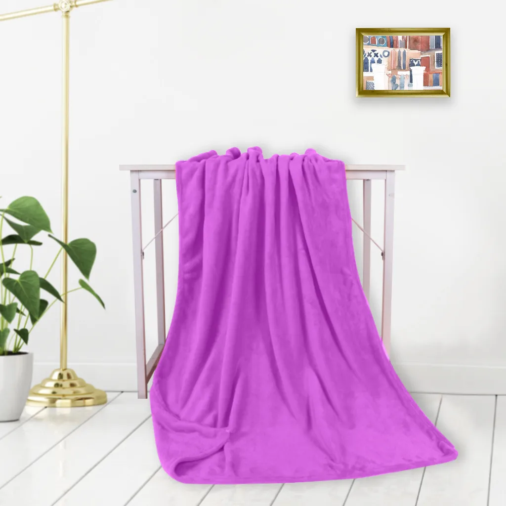 Фланелевое одеяло однотонное мягкое для гостиной спальни кондиционер кровать