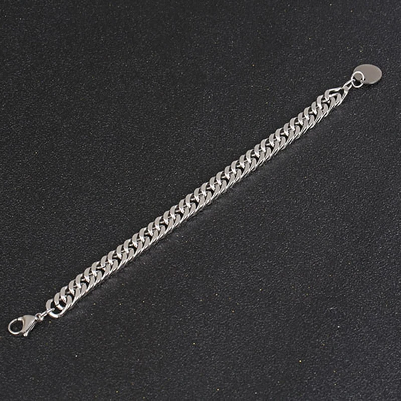 Модный браслет из нержавеющей стали серебряного цвета унисекс плоская