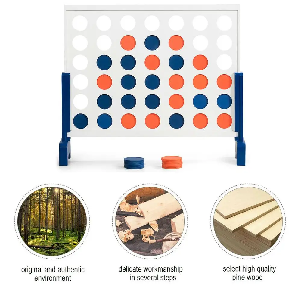 Juego gigante 4 en una fila, tablero de madera, conectar adultos y ni&ntilde;os con bolsa de transporte, blanco-5
