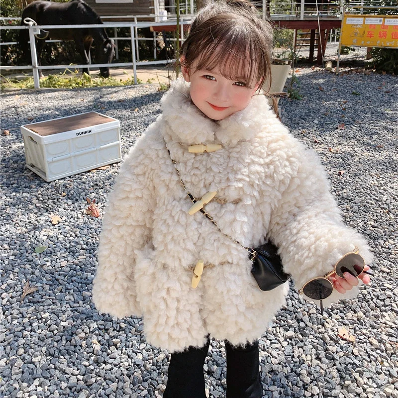 

New Baby Girl Winter Clothes Children Outwear Fur Jacket Kids Wool Warm Outerwear Boutique Kids Clothing Cute Coats Ropa Bebe