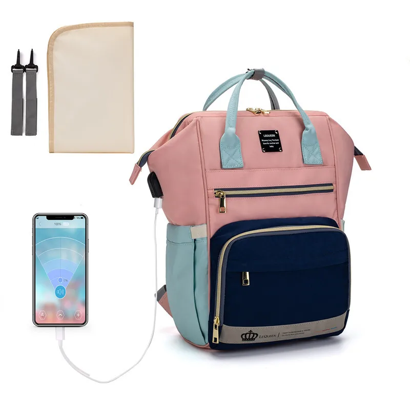 

Сумка из узорчатой ткани USB мульти-Функция большой Ёмкость сумка для подгузников рюкзак для мам сумка новое обновление матери мешок
