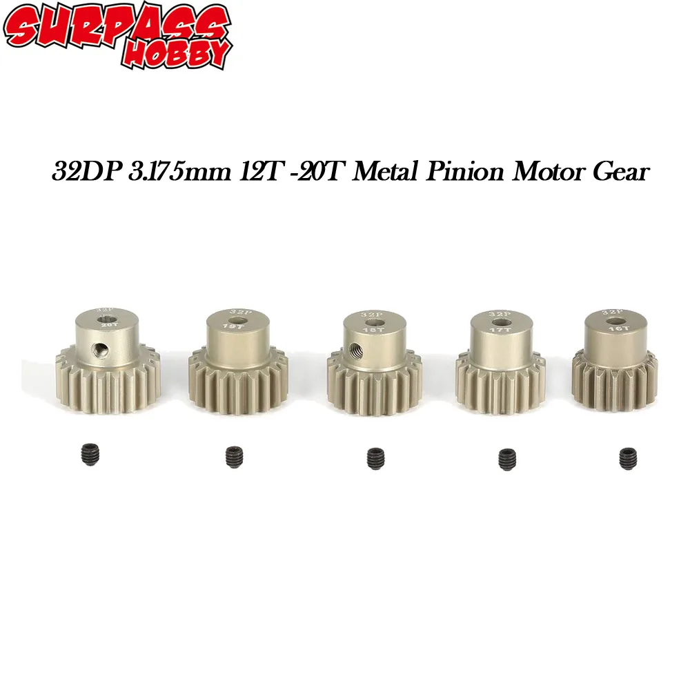Набор металлических шестерен SURPASS HOBBY, 5 шт., 32DP 3,175 мм, 12T, 13T, 14T, 15T, 16T, 17T, 18T, 19T, 20T, для радиоуправляемого грузовика 1/10