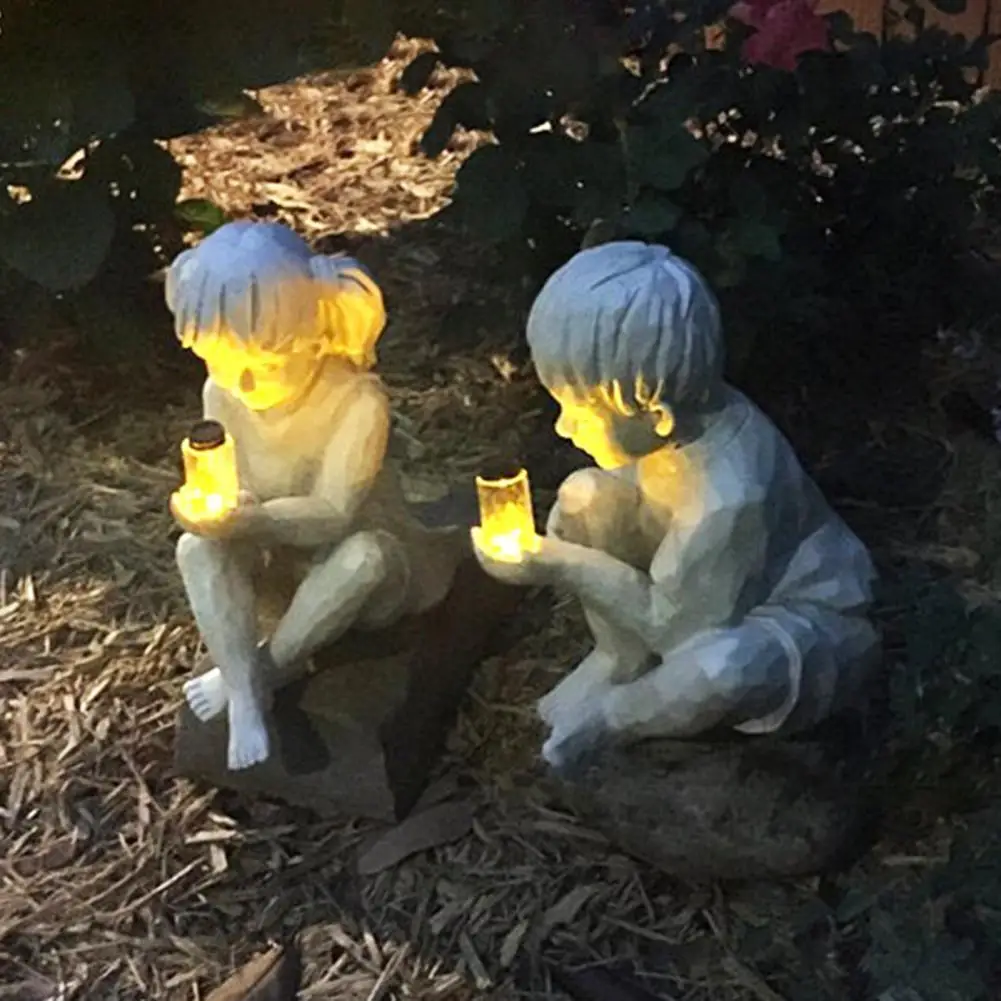 

Statue Realistic Kids Looking Waterproof Resin Adorable Garden Boy Sculpture for Garden